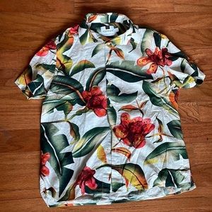 Floral short sleeve button down